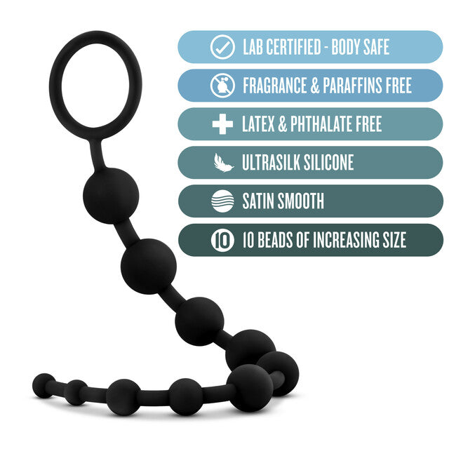 Blush Novelties | Anal Adventures Platinum Silicone 10 - Black 31.7cm Anal Beads
