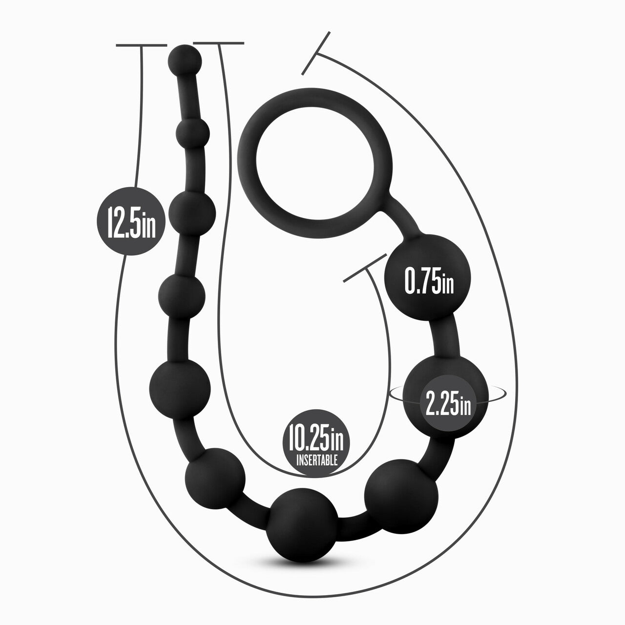 Blush Novelties | Anal Adventures Platinum Silicone 10 - Black 31.7cm Anal Beads
