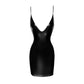 Noir Power Wetlook Mini Dress w Lace Up Back Size S/M/L