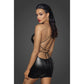Noir Power Wetlook Mini Dress w Lace Up Back Size S/M/L