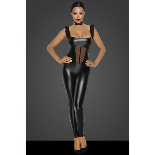 Noir Power Wetlook Overall w Tulle Panel Size S/M/L