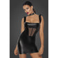 Noir Power Wetlook Short Dress w Front Tulle Inserts Size L