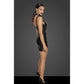 Noir Power Wetlook Short Dress w Front Tulle Inserts Size L