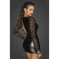 Noir Power Wetlook Short Dress w Lace Sleeves Size S/M/L