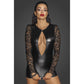 Noir Power Wetlook Short Dress w Lace Sleeves Size S/M/L