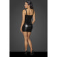 Noir Power Wetlook Mini Dress w Lace Chest & Two Way Zipper Size S/M/L