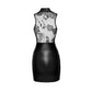 Noir Power Wetlook Short Dress w Skirt & Tulle Top Size S/M/L