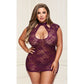 Baci Lace Keyhole Mini Dress Purple Plus Size Q