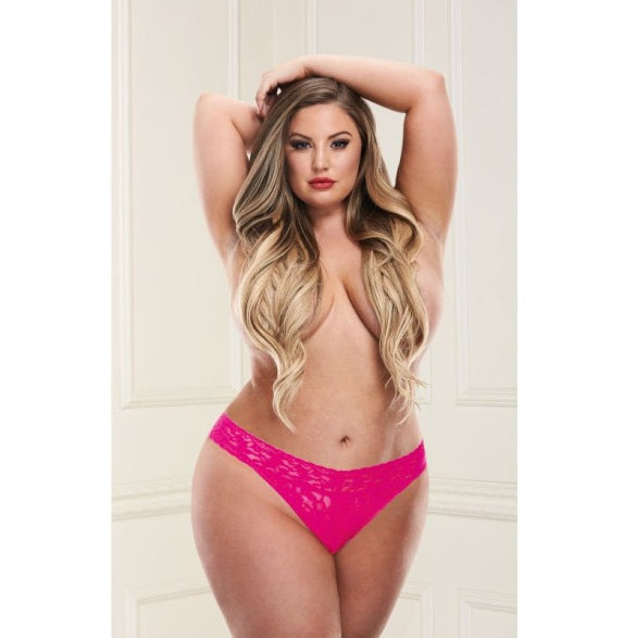 Baci Low Rise Thong Hot Pink Plus Size 1X/2X or 3X/4X
