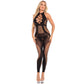 Pink Lipstick On Rails Footless Bodystocking Black Size S/M