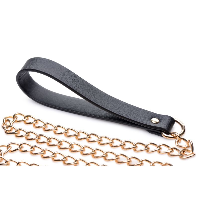 Master Series Leashed Lover Black/Gold Chain Leash