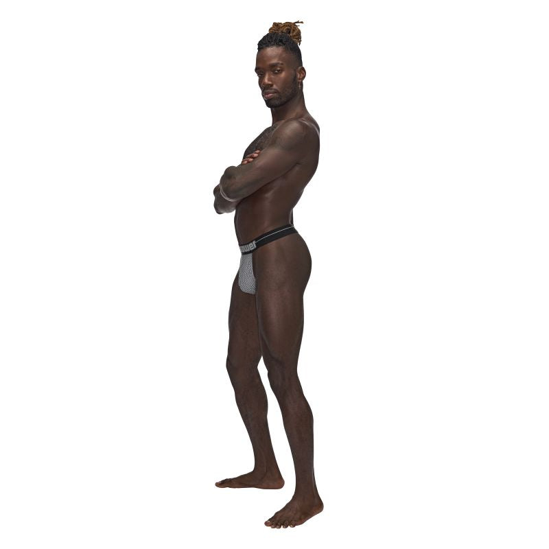 Male Power Sexagon Micro V Thong Grey Size S/M or L/XL