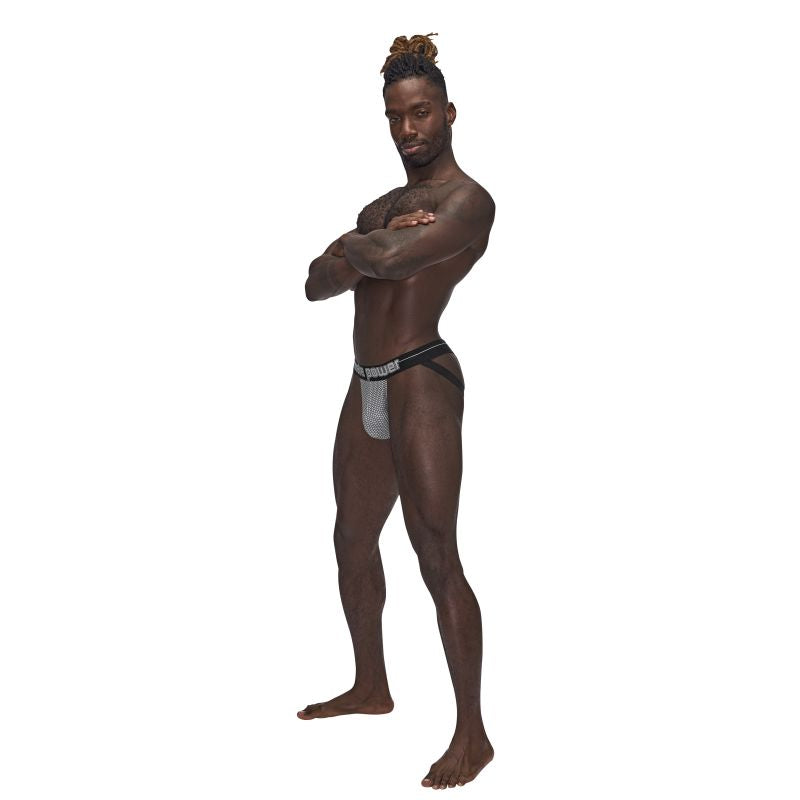 Male Power Sexagon Strappy Ring Jock Grey Size S/M or L/XL