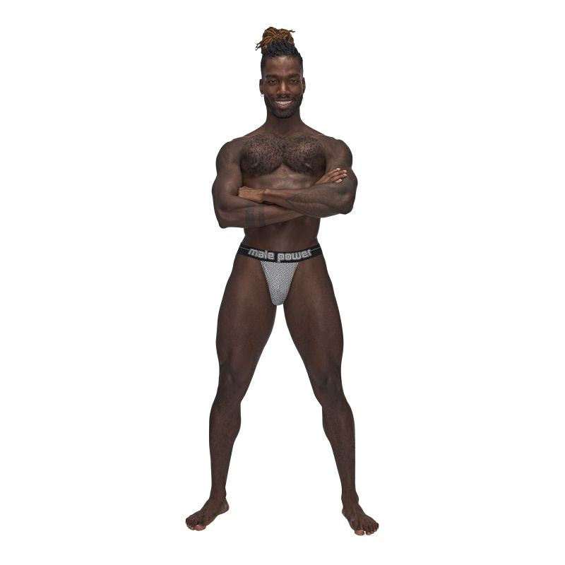 Male Power Sexagon Strappy Ring Jock Grey Size S/M or L/XL