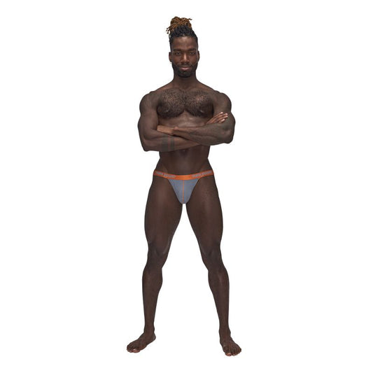 Male Power Casanova Uplift Jock Grey/Orange Size L/XL