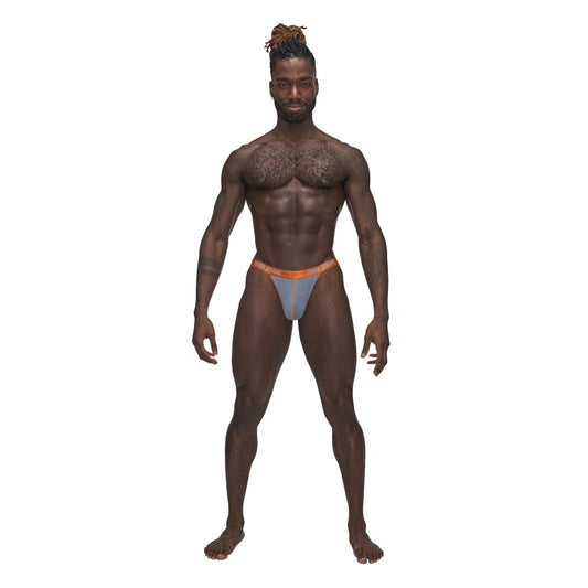 Male Power Casanova Uplift Micro Thong Grey/Orange Size S/M or M/L or L/XL