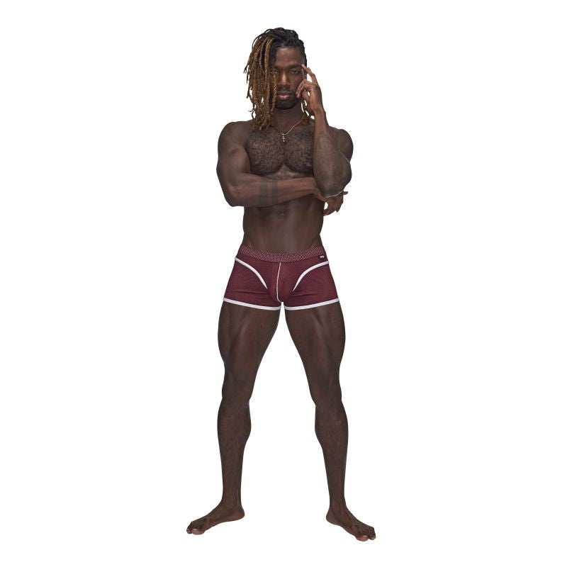 Male Power Sport Mesh Mini Short Burgundy Size S/M/L/XL