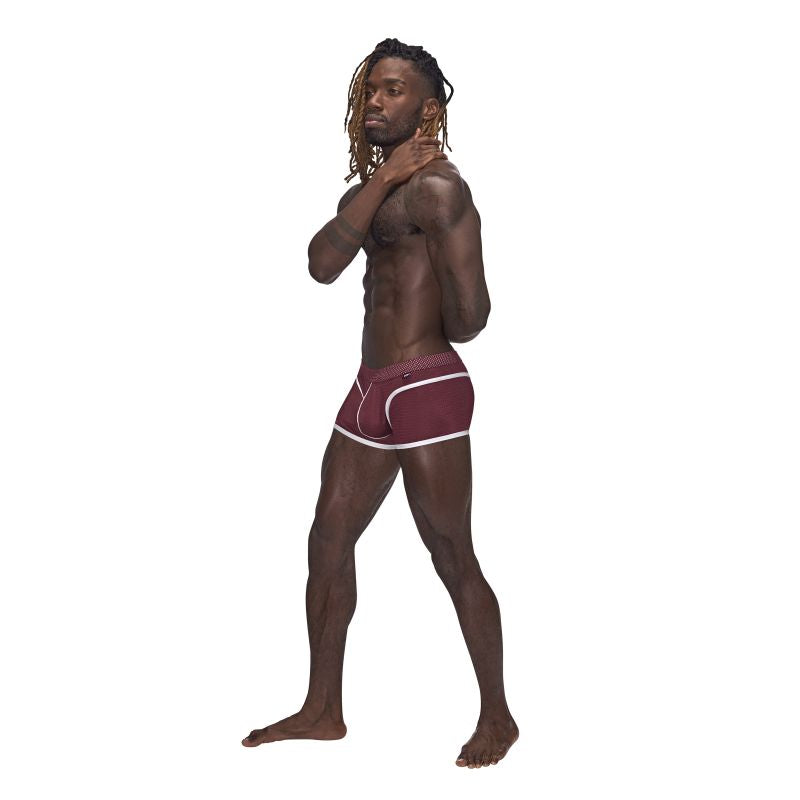 Male Power Sport Mesh Mini Short Burgundy Size S/M/L/XL