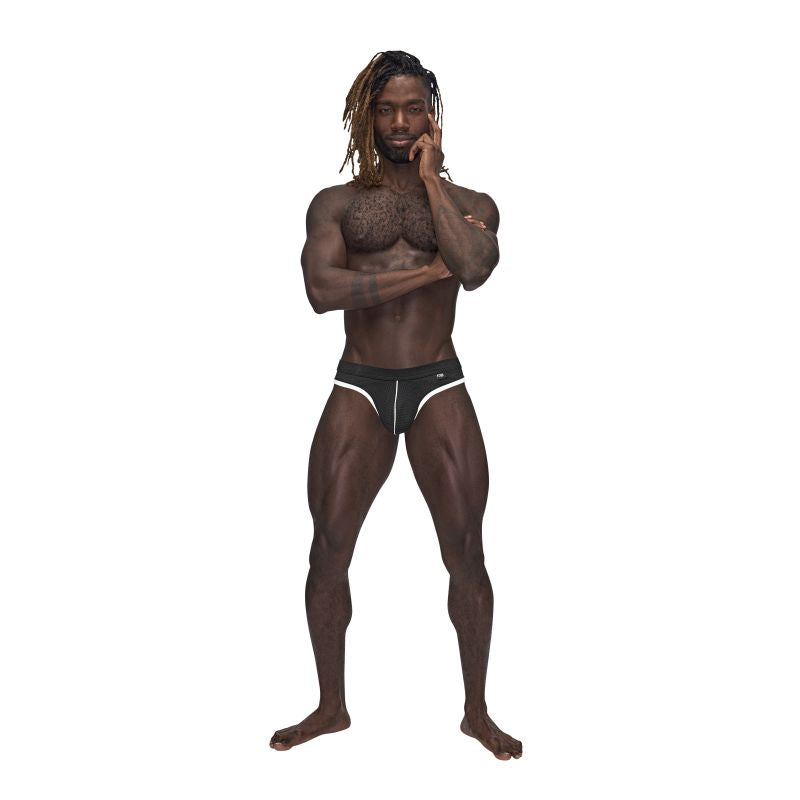 Male Power Sport Mesh Thong Black Size S/M or L/XL