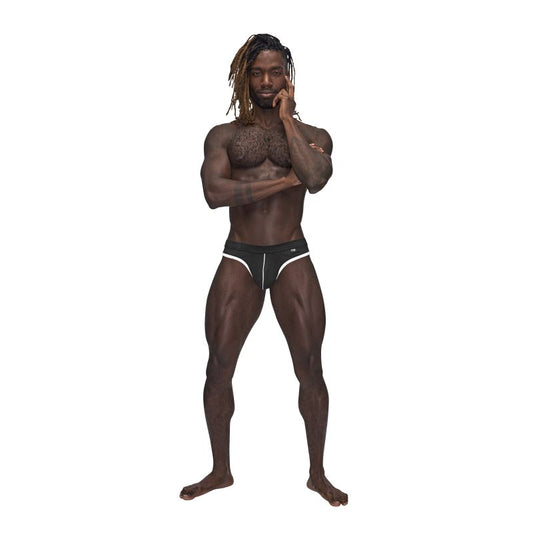 Male Power Sport Mesh Thong Black Size S/M or L/XL