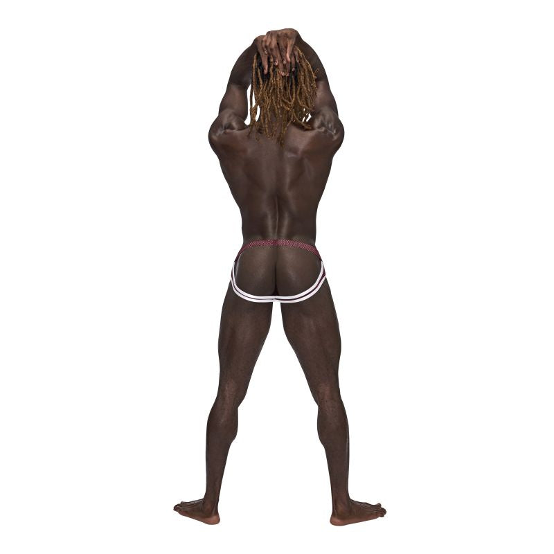 Male Power Sport Mesh Jock Burgundy Size S/M