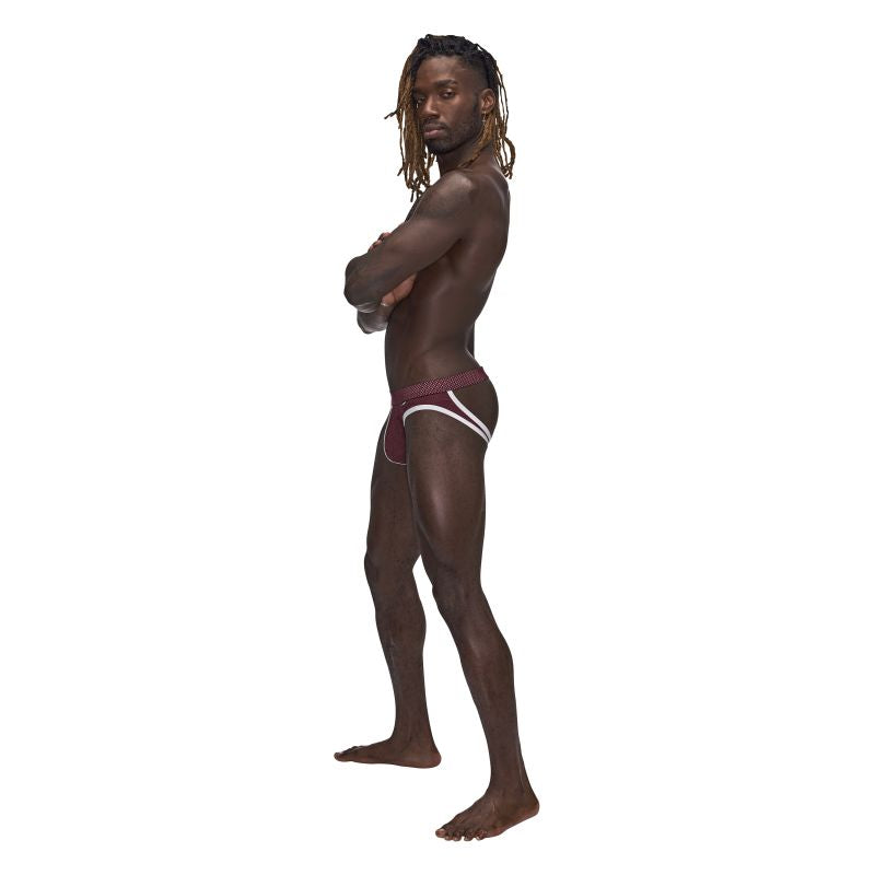 Male Power Sport Mesh Jock Burgundy Size S/M