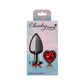 Cheeky Charms Gunmetal Butt Plug w Heart Red Jewel Large