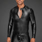 Noir Power Wetlook Mens Jacket w Pleated PVC Epaulets Size S/M/L/XL