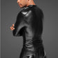 Noir Power Wetlook Mens Jacket w Pleated PVC Epaulets Size S/M/L/XL