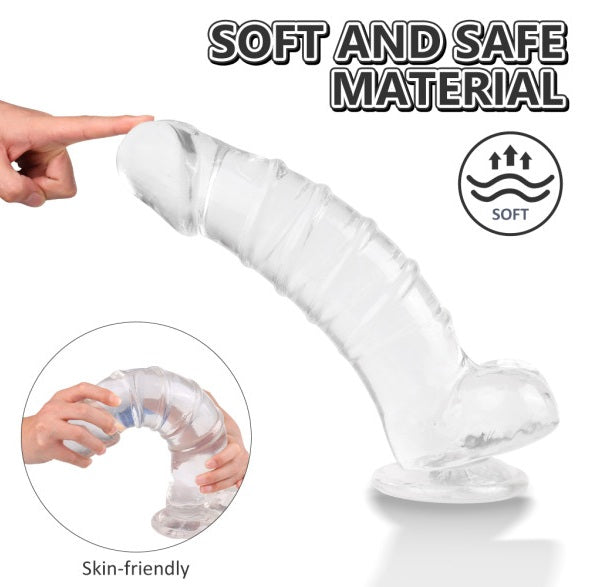 S-Hande Denny Dong w Balls Clear XXL Dildo