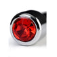 Metal | Silver Metal Urethral Plug w Ruby Rhinestone