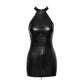Noir Snake Wetlook Mini Dress w Front Zipper Black Size L/XL