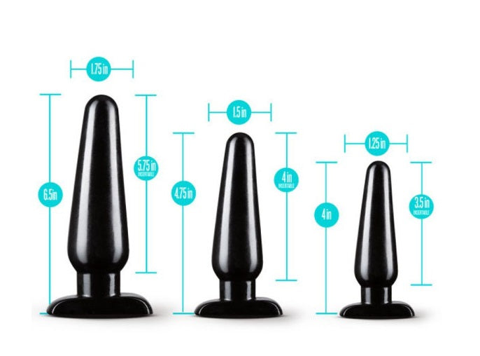 Blush Novelties | Anal Adventures 3 Pc Basic Plug Kit Black