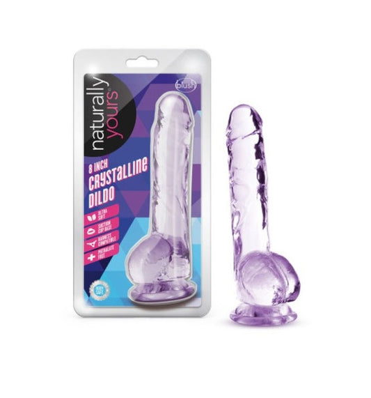 Blush Novelties Naturally Yours 8" Crystaline Dildo Amethyst