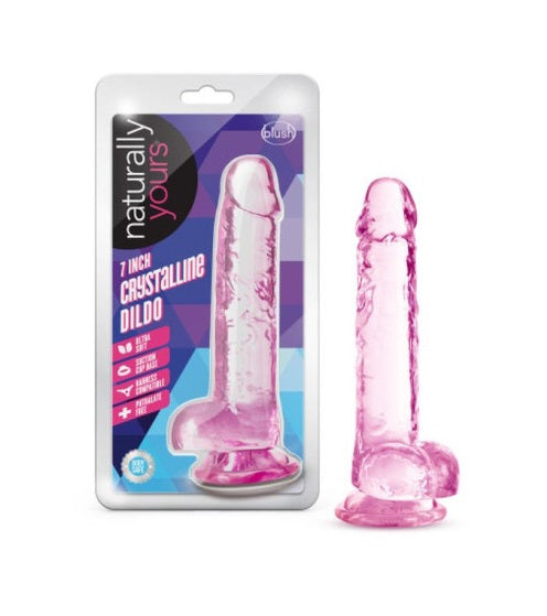 Blush Novelties Naturally Yours 7" Crystaline Dildo Rose