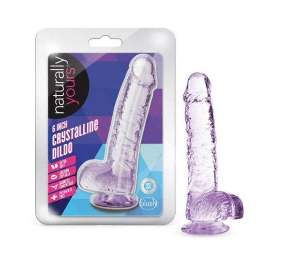 Blush Novelties Naturally Yours 6" Crystaline Dildo Amethyst