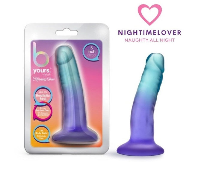 Blush Novelties B Yours Morning Dew 5" Dildo Sapphire with Suction Cup