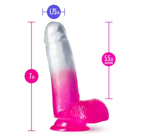 Blush Novelties B Yours Sugar Magnolia 7" Dildo Fuchsia with Suction Cup