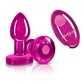 Cheeky Charms Pink Rechargeable Vibrating Metal Butt Plug w Remote Small