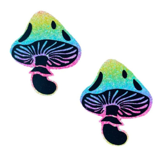 Neva Nude Rainbow Blacklight Glitter Toadstool Pasties