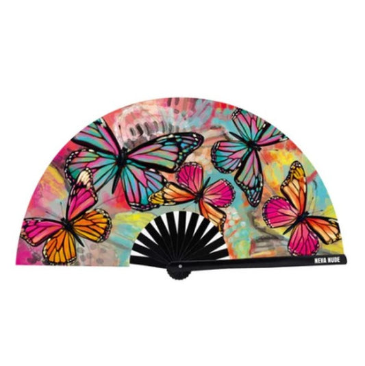 Neva Nude Flutter By Butterfly Blacklight Folding Fan