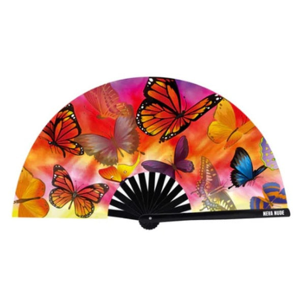 Neva Nude Butterfly Garden Blacklight Folding Fan