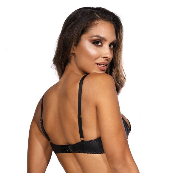 Axami Lingerie Wetlook Half Cup Zip Bra Black Size XS/S/M