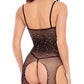 Rene Rofe Sparkle Crotchless Bodystocking Black Size OS