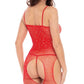 Rene Rofe Sparkle Crotchless Bodystocking Red Size OS