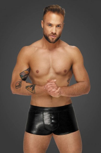 Noir Snake Wetlook Short Shorts with Zipper Size S/M/L/XL