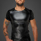 Noir Wetlook T-Shirt with Snake Wetlook Sleeves Size S/M/L/XL