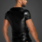 Noir Wetlook T-Shirt with Snake Wetlook Sleeves Size S/M/L/XL