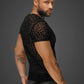 Noir Leopard Flock V-Neck T-Shirt Size S/M/L/XL