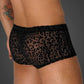 Noir Leopard Flock Short Shorts Size S/M/L/XL